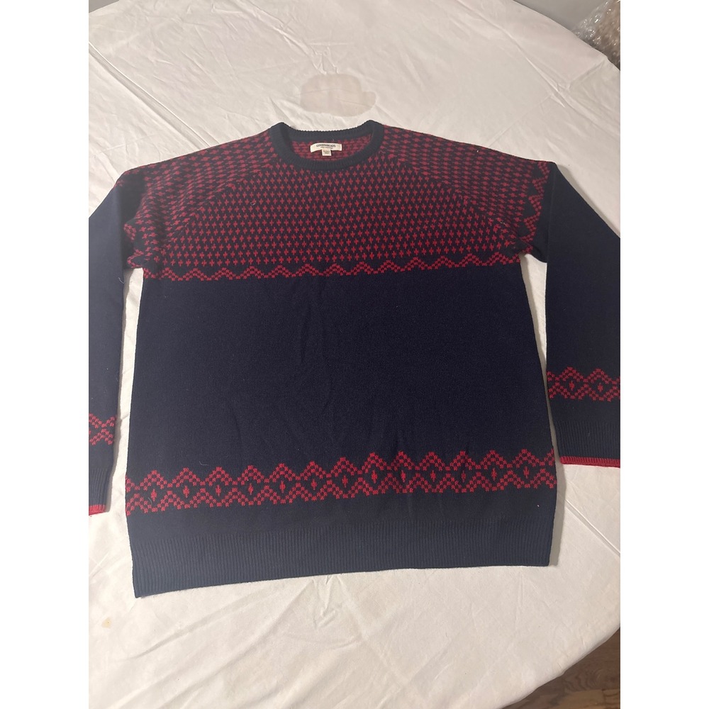 Goodthreads Sweater Mens XL Tall Navy Red 100% Lambswool  Fair Isle